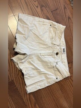 PAIGE Cream White Cutoff Denim Lola Shorts